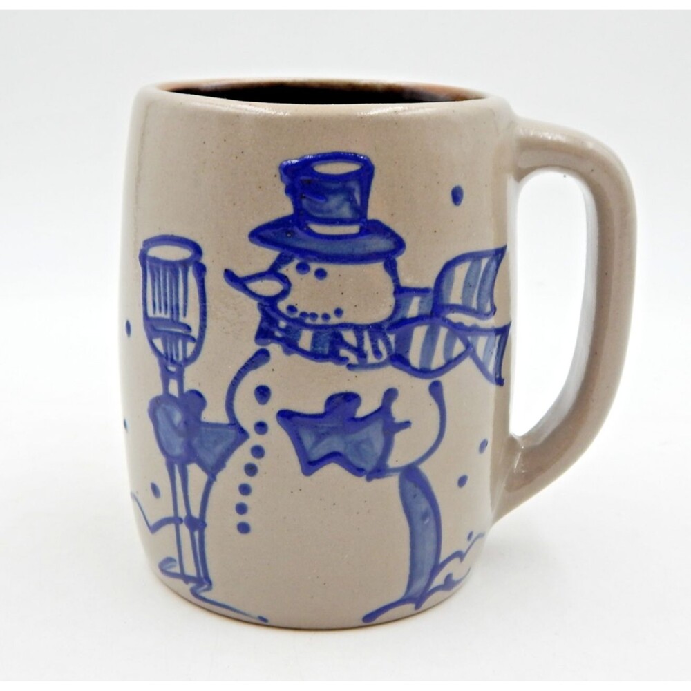 Beaumont Brothers Pottery BBP Snowman Mug Salt Glazed 1996 Stoneware 4-1/2 Inch